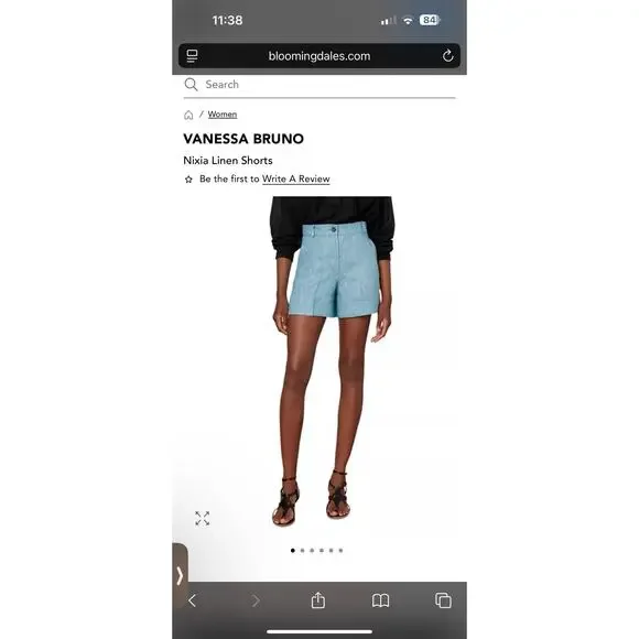 VANESSA BRUNO Nixia Linen Shorts High Waisted Blue Sz 40 US Sz 8 NWT $345